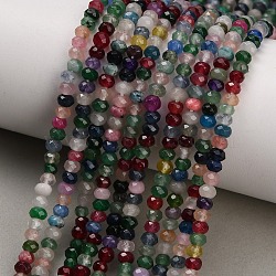 Dyed Natural White Jade Beads Strands, Rondelle, Faceted, Mixed Color, 4x3mm, Hole: 0.9mm, about 118pcs/strand, 13.78''(35cm)(GG-CBAF9EE-A10-3x4mm)