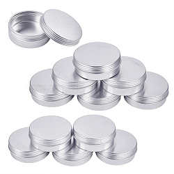 BENECREAT Round Aluminium Tin Cans, Aluminium Jar, Storage Containers for Cosmetic, Candles, Candies, with Screw Top Lid, Platinum, 4.8x1.8cm, Capacity: 25ml, 24pcs/set(CON-BC0004-84)