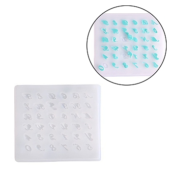 Silicone Pendant Molds, Resin Casting Molds, For UV Resin, Epoxy Resin Jewelry Making, Number & Alphabet, White, 80x90x4mm