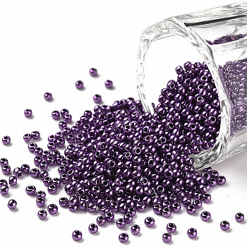 11/0 Grade A Dyed Glass Seed Beads, Round, Dark Orchid, 2.3x1.5mm, Hole: 1mm, about 5300pcs/50g