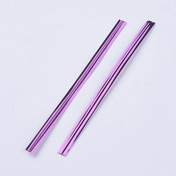 Plastic Wire Twist Ties, with Iron Core, Bread Candy Bag Ties, Purple, 79x3.8x0.3mm, about 720pcs/bag