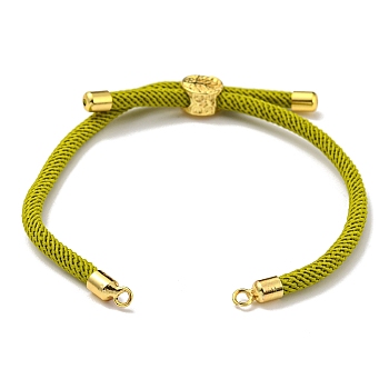 Nylon Cords Bracelet Makings Fit for Connector Charms, with Golden Brass Tree Slider Beads, Long-Lasting Plated, Olive Drab, 8-5/8 inch(22cm), Hole: 1.9mm