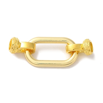 Rectangle Rack Plating Brass Fold Over Clasps, Long-lasting Plated, Lead Free & Cadmium Free, Real 18K Gold Plated, 39mm, Hole: 5mm