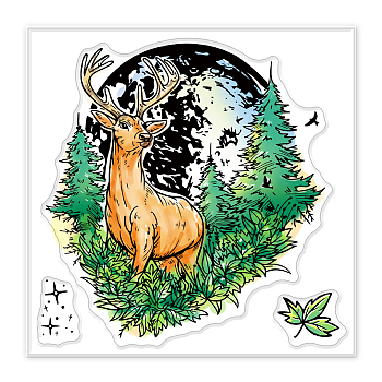 PVC Sakura Stamp, for DIY Scrapbooking, Deer, 100x100mm
