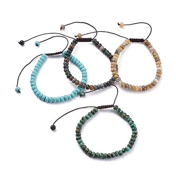 Braided Bead Bracelets, with Natural & Synthetic Mixed Stone Beads and Nylon Thread, 58~89mm