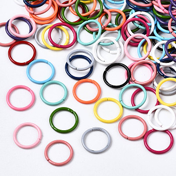 Spray Painted Iron Linking Rings, Quick Link Connectors, Ring, Mixed Color, 10.5x1mm, Inner Diameter: 8mm, about 250pcs/50g