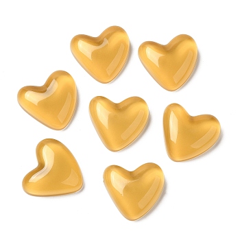 Translucent Resin Cabochons, Heart, Goldenrod, 24x25.5x8mm