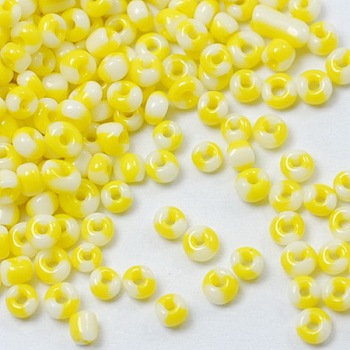 12/0 Glass Seed Beads, Opaque Colours Seep, Yellow, 2mm, hole: 0.8mm