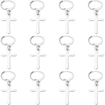 Unicraftale DIY 304 Stainless Steel Earring Making, with Cross Pendants & Leverback Earring Findings & Jump Ring, Stainless Steel Color, 14.5x12x2mm, Hole: 1mm, pin: 0.5x0.7mm, 30pcs/box