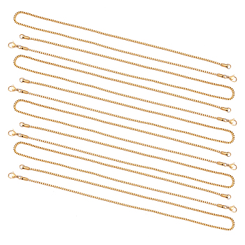 304 Stainless Steel Box Chain Necklaces, with Lobster Claw Clasps, Golden, 17.9 inch(45.5cm), 2mm, 10pcs/box