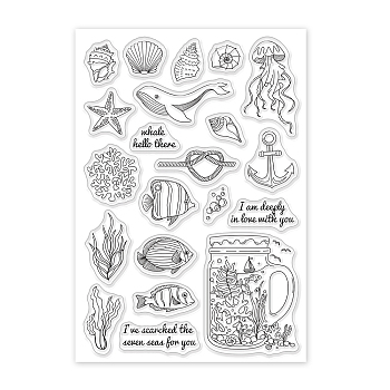 PVC Plastic Stamps, for DIY Scrapbooking, Photo Album Decorative, Cards Making, Stamp Sheets, Fish Pattern, 16x11x0.3cm