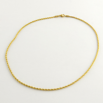 304 Stainless Steel Rope Chain Necklaces, Golden, 20.4 inch(51.8cm)