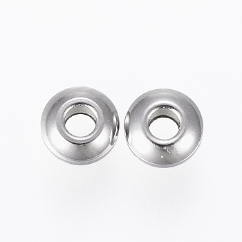 201 Stainless Steel Spacer Beads, Disc, Stainless Steel Color, 4x2mm, Hole: 1.5mm
