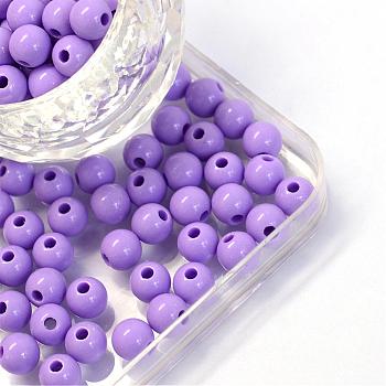 Opaque Acrylic Beads, Round, Medium Orchid, 6x5.5mm, Hole: 2mm, about 5100pcs/500g