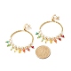 Round Shell Pearl Beads & Glass Beads Big Ring Dangle Stud Earrings(X1-EJEW-TA00013)-4