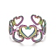 Rainbow Color Ion Plating(IP) 304 Stainless Steel Heart Wrap Open Cuff Ring for Women(RJEW-A005-31MC)-1
