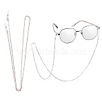 Eyeglasses Chains, 304 Stainless Steel Satellite Chains Necklace Strap Mask Lanyard, with Silicone Loop Ends, Silver, 73mm(AJEW-TAC00020)