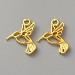 Alloy Open Back Bezel Pendants, for DIY UV Resin, Epoxy Resin, Bird, Golden, 19x18x2mm, Hole: 2mm(DIY-WH0899-27G)