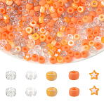 DIY Beads Kits, including Acrylic Beads, Plastic Beads, Orange, 8.5~9x9x4~6mm, Hole: 1.8~4mm, 640pcs/set(DIY-YW0016-13A)
