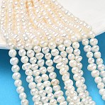 Natural Cultured Freshwater Pearl Beads Strands, Grade 2A, Potato, Beige, 4~5mm, Hole: 0.6mm, about 83pcs/strand, 13.19~13.39''(33.5~34cm)(PA-CBAC463-14)