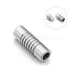 Tarnish Resistant Smooth 304 Stainless Steel Column Magnetic Clasps with Glue-in Ends, Stainless Steel Color, 16x5mm, Hole: 3mm(STAS-E089-33B)