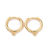 Brass Huggie Hoop Earrings Finding, with Horizontal Loop, Ring, Real 18K Gold Plated, 12 Gauge(2mm), 16.5x13.5x2mm, Hole: 1.5mm, Pin: 1mm(KK-D063-05G)