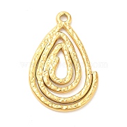 Ion Plating(IP) 304 Stainless Steel Pendants, Teardrop Charm, Golden, 28.5x18.5x1.5mm, Hole: 1.8mm(STAS-D084-11G)