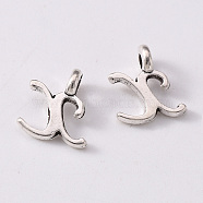 Tibetan Style Alloy Charms, Cadmium Free & Lead Free, Antique Silver, Letter.X, X: 9.5x8.5x1.5mm, Hole: 1.8mm(TIBEP-R361-01X-AS-RS)