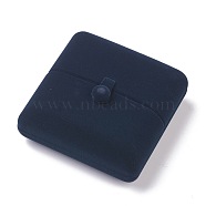 Velvet Pendant Box, Double Flip Cover, for Showcase Jewelry Display Pendant Storage Box, Rectangle, Prussian Blue, 10x10x4.4cm(VBOX-G005-10B)