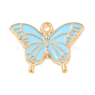 Alloy Enamel Pendants, Light Gold, Butterfly Charm, Light Sky Blue, 14x20x2mm, Hole: 1.5mm(ENAM-M221-03KCG-06)