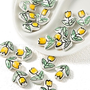 Handmade Porcelain Bright Glazed Beads, Flower, Gold, 10mm(PW-WGF0CC5-05)