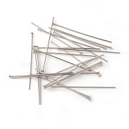 304 Stainless Steel Flat Head Pins, Stainless Steel Color, 30x0.6mm, 22 Gauge, Head: 1.5mm(STAS-G185-07P-0.6x30mm)