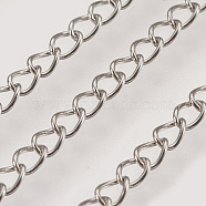 Handmade 304 Stainless Steel Curb Chains, Soldered, Stainless Steel Color, 3.5x2.5x0.2mm(X-STAS-P200-11P)