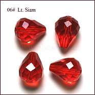 Imitation Austrian Crystal Beads, Grade AAA, Faceted, Drop, Red, 10x12mm, Hole: 0.9~1.5mm(SWAR-F062-12x10mm-06)