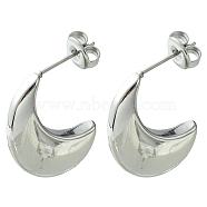 304 Stainless Steel Stud Earrings, Crescent Moon, Stainless Steel Color, 21x4mm(EJEW-Z038-06P)