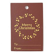 Rectangle Paper Gift Tags, for Christmas, FireBrick, Christmas Wreath, 6x4x0.02cm(CDIS-F008-01C)