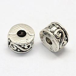 Alloy European Style Clasps, Column, Antique Silver, 9x6mm, Hole: 3mm(PDLC-R001-06AS)
