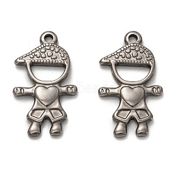 Non-Tarnish 304 Stainless Steel Pendants, Boy, Stainless Steel Color, 28x16x2.5mm, Hole: 2mm(STAS-P257-02P)