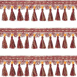 CHGCRAFT Ethnic Style Polyester Tassel Ribbons, Coconut Brown, 3-1/2 inch(90mm), about 5.47 Yards(5m)/Bag(OCOR-CA0001-12)