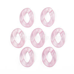 Transparent Acrylic Linking Rings, Quick Link Connectors, for Curb Chains Making, Frosted, Unwelded, Twist, Pink, 39.5x29.5x7.5mm, Inner Diameter: 22x11mm(OACR-T024-01-K08)