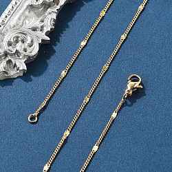 Brass Chain Necklaces, Curb Chain, with Lobster Claw Clasps, Real 18K Gold Plated, 17.7 inch(45cm)(X-MAK-L009-12G)