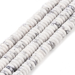 Natural Howlite Beads Strands, Rondelle, 6~6.5x2~2.5mm, Hole: 1mm, about 181~191pcs/strand, 15.16~15.35''(38.5~39.1cm)(G-Q159-B04-01)