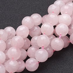 Natural Rose Quartz Beads Strands, Faceted,  Round, Pink, 12mm, Hole: 1mm, about 16pcs/strand, 7.8 inch(X-G-G099-F12mm-15)