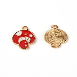 Zinc Alloy Enamel Pendants, Golden, Mushroom, Red, 18.5x16x1.5mm, Hole: 2mm(CW-TAC0001-02A)