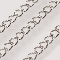 Non-Tarnish Handmade 304 Stainless Steel Curb Chains, Soldered, Stainless Steel Color, 3.5x2.5x0.2mm(X-STAS-P200-11P)