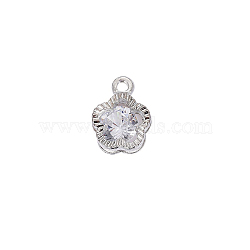 Alloy Micro Pave Cubic Zirconia Pendant, Platinum, Flower, 13x10mm(FIND-SZC0017-329)