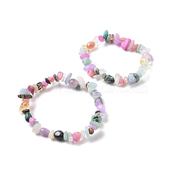 2Pcs Mixed Gemstone Chips Stretch Bracelets Set for Parent Children, Inner Diameter: 1-7/8~2 inch(4.9~5.1cm)(BJEW-JB08431)