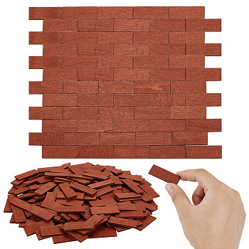 200Pcs Aspen Wood Floor, Micro Landscape Home Dollhouse Accessories, Pretending Prop Decorations, Sienna, 39.5x15x2.5mm