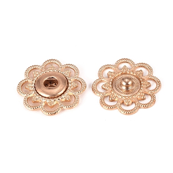 Alloy Snap Buttons, Sewing Accessories, Flower, Light Gold, 20.5x4mm, Hole: 3mm