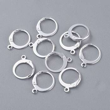 304 Stainless Steel Leverback Earring Findings, Silver, 15x12x2mm, Hole: 1.2mm, Pin: 1x0.7mm